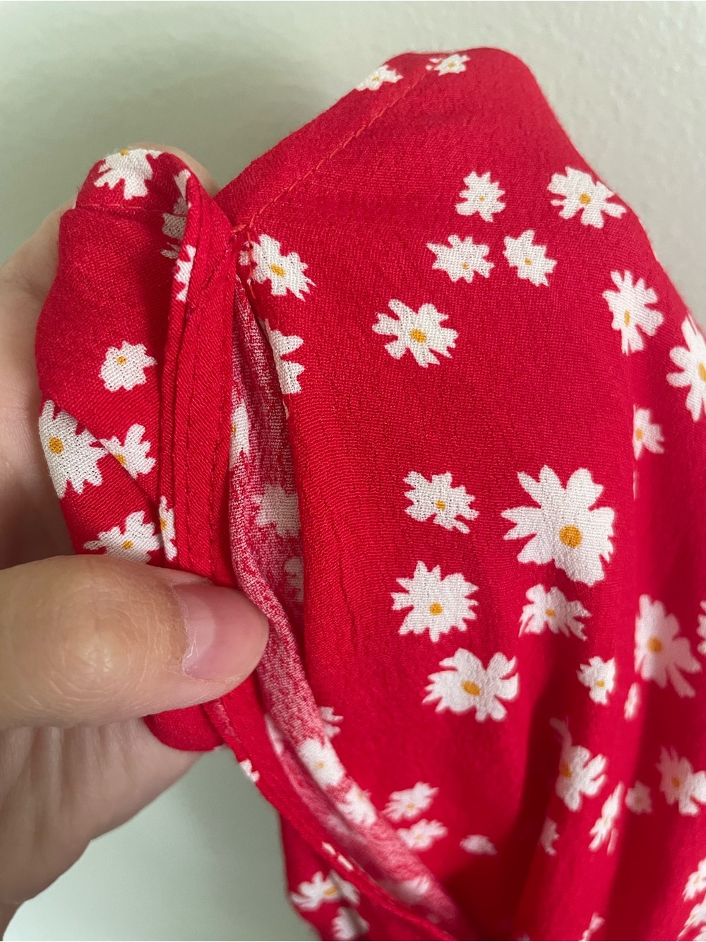 NWT Boutique Red Floral Mini Wrap Dress Modest Summer Dress - Picture 7 of 8